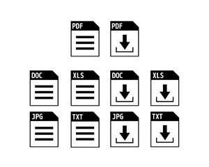 Vector illustration of saved file / Set of image files, documents, software icons