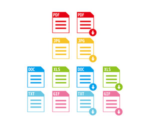 Vector illustration of saved file / Set of image files, documents, software icons