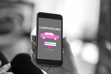 Carpooling concept on a smartphone