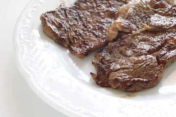 home grilled black pepper and beef steak