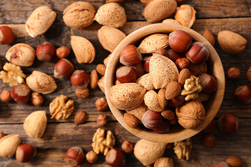 assorted of nuts- almond, hazelnut, walnut