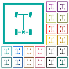 Rear differential lock flat color icons with quadrant frames