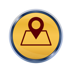 Map point icon super yellow round button illustration
