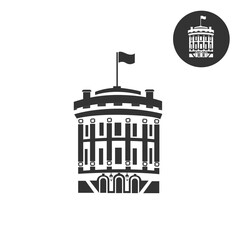 USA White House vector icon isolated on white background. Travel landmark. Architecture of Washington.