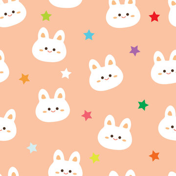 Seamless pattern with cartoon bunny. for fabric print, textile, gift wrapping paper. colorful vector for kids, flat style