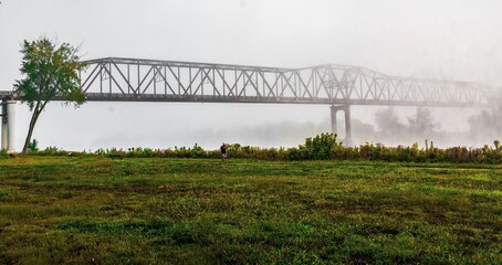 bellevue bridge/steel bridge on a foggy day