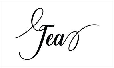 Tea Script Typography Cursive text lettering Cursive and phrases isolated on the White background for titles, words and sayings