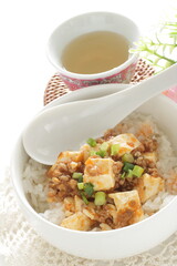 Chinese food, Mapo tofu spicy mince pork on rice