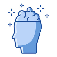 Flat Design Business Icon brainstorming idea brain Blue Tone Vector Premium EPS10