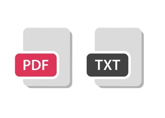 Pdf text document file icon vector, doc type extension pictogram flat clipart isolated on white background