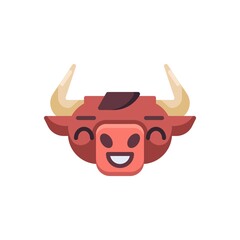 New year Ox emotion flat icon, vector sign, Happy bull emoji colorful pictogram isolated on white. Symbol, logo illustration. Flat style design