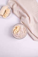 natural vegan oat granola cooked porridge and banana