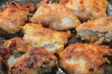 Ready-made breaded chicken fillet, can be used as a background.
