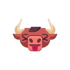 Cow stuck out tongue emoji flat icon, vector sign, Bull, Ox emotion colorful pictogram isolated on white. Symbol, logo illustration. Flat style design