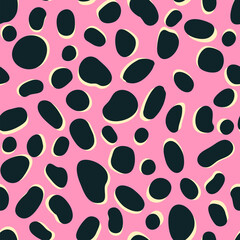 Vector Trendy leopard skin seamless pattern. Abstract wild animal cheetah black spots on pink texture for fashion print design, fabric, cover, wrapping paper, background, wallpaper