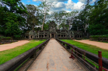 Fototapeta na wymiar Ancient ruins of Angkor Thom temple in Angkor Wat complex, Cambodia.