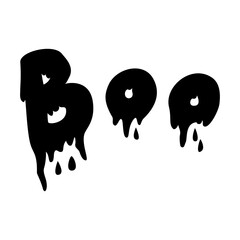 Halloween boo isolated text phrase. Bloody letters style effect. Trendy lettering template. Vector eps 10.