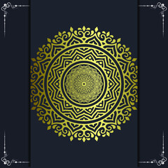 Luxury mandala background with floral ornament pattern. Hand drawn gold mandala design. Vector mandala template for decoration invitation, cards, wedding, logos, cover, brochure, flyer, banner
