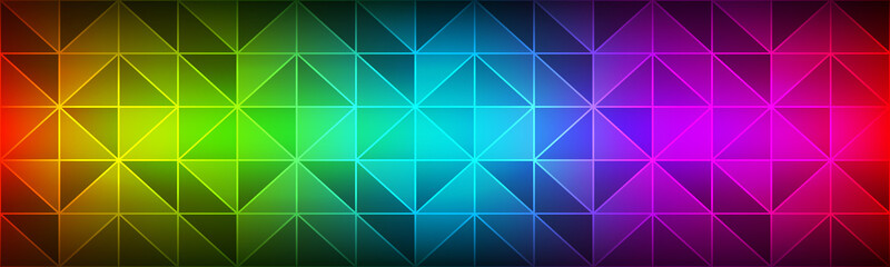 Color spectrum modern header. Polygon geometrical texture banner. Triangular mosaic. Modern creative design temlates