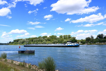 Inland shipping transport on the rhine river near germersheim