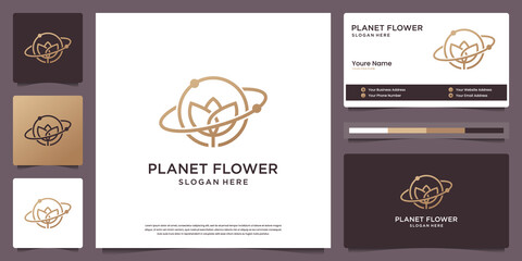 Flower planet elegant symbol for flower shop, beauty, spa, skin care, salon and business card