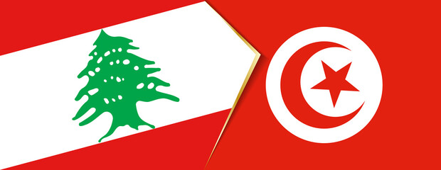 Lebanon and Tunisia flags, two vector flags.