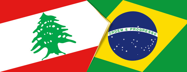 Lebanon and Brazil flags, two vector flags.