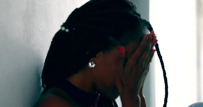 Black woman coping with difficulties