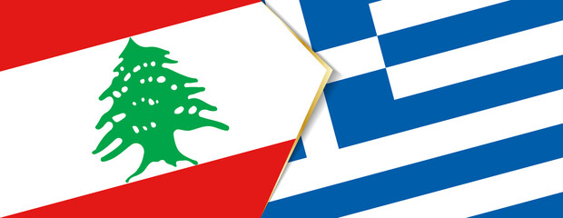 Lebanon and Greece flags, two vector flags.