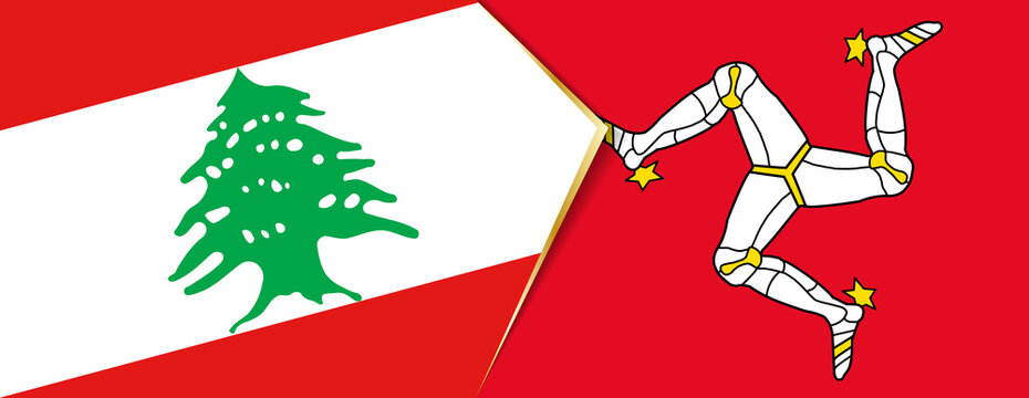Lebanon and Isle of Man flags, two vector flags.