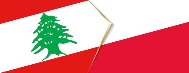 Lebanon and Poland flags, two vector flags.