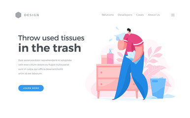 Web banner for utilization of used tissues when being sick