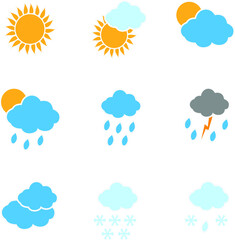 Meteorology, icons set.