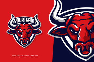 Red buffalo head for mascot logo template