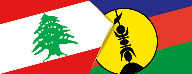 Lebanon and New Caledonia flags, two vector flags.