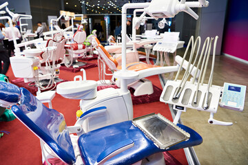 Dental chair and clinic equipment at exhibition