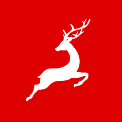 Quadrat Springendes Rentier Silhouette Rot Weiß