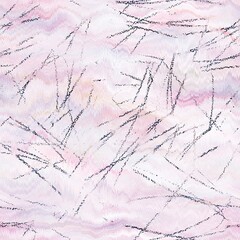 Seamless hand drawn lines mixed media collage design in old aged worn look. Line design overlaid, mottled, and distressed on fabric texture. Seamless repeat raster jpg pattern swatch.