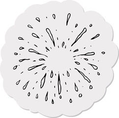 sticker of starburst hand drawn, vintage radial starburst