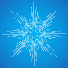  isolated, sketch white snowflake on blue background