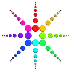 Cercles multicolores en 3-D et disposés en forme d'étoiles
