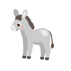 Fototapeta na wymiar Cartoon donkey. Cute farm animal character. vector clip art