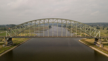 Railway bridge over river Rhine near Arnhem