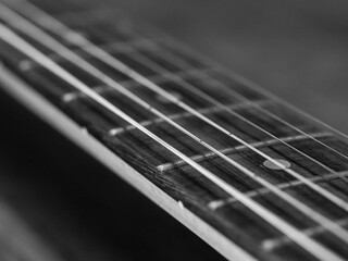 Fototapeta premium Detail of a black and white electric guitar