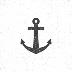 Retro anchor icon. Stock of anchor icon isolated. Roughen anchor icon design. Letterpress style for t shirt, tee designs