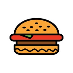 Burger Flat Icon Vector Logo Template Illustration