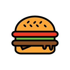 Burger Flat Icon Vector Logo Template Illustration