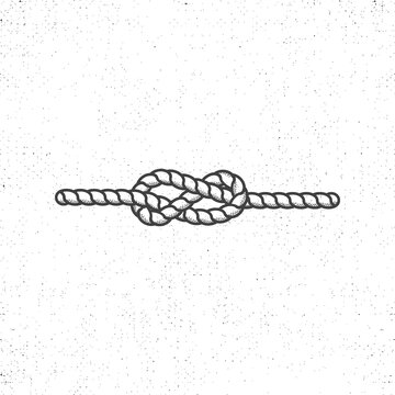 recommend clip art: Nautical rope knot symbol on vintage roughen style. Monochrome design. Isolated on white background