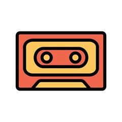 Cassette Flat Icon Vector Logo Template Illustration