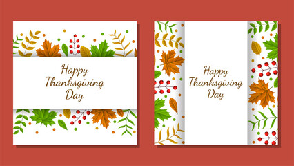 Naklejka na ściany i meble Thanksgiving day banner, poster, greeting card and invitation background. Autumn season inscription. Vector illustration.